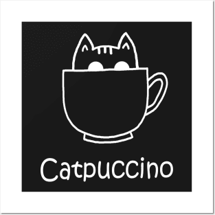 Catpuccino white Posters and Art